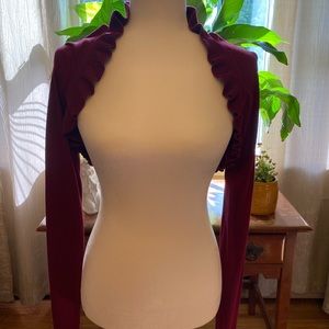 Size small burgundy long sleeve cardigan/shawl